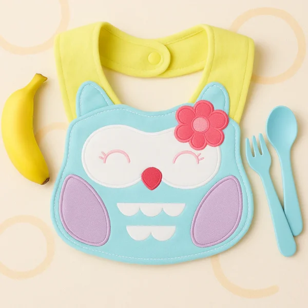 Baby Character Bib Owl Blue - Sunshine