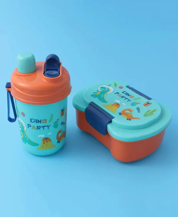 Kids Lunch Box & Water Bottle Set Dino Party Sea Green - Sunshine - Image 4