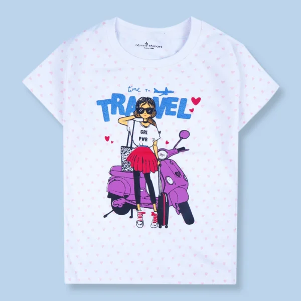 Kids Half-Sleeves T-Shirt Travel White - Mini Charm - Image 2