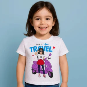 Kids Half-Sleeves T-Shirt Travel White - Mini Charm