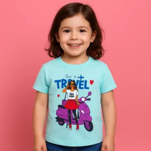 Kids Half-Sleeves T-Shirt Travel Blue - Mini Charm
