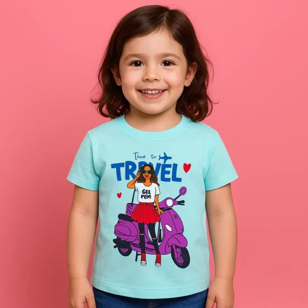 Kids Half-Sleeves T-Shirt Travel Blue - Mini Charm